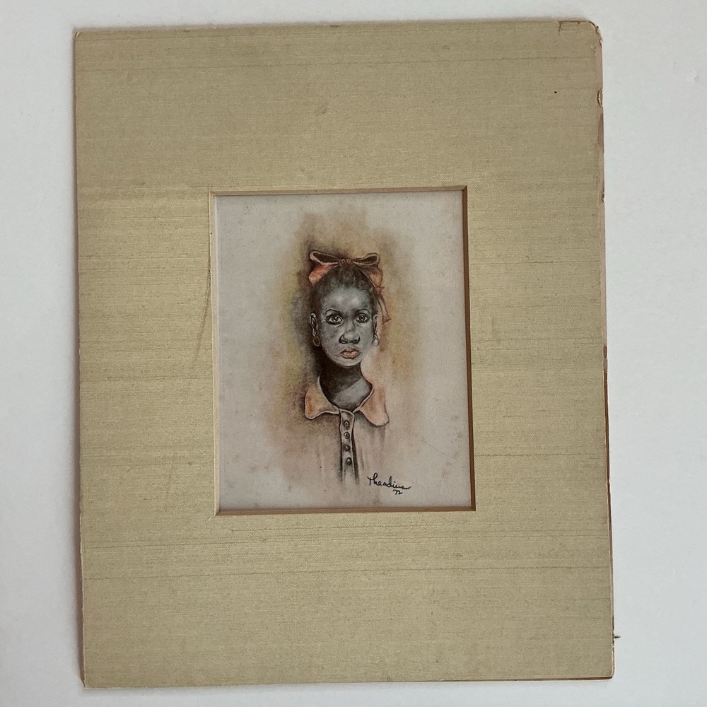 Theadius McCall 1971-72 Print Signed African American Art Young Girl Americana